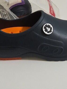 Black Clog with Orange Insole and Medical Star Charm